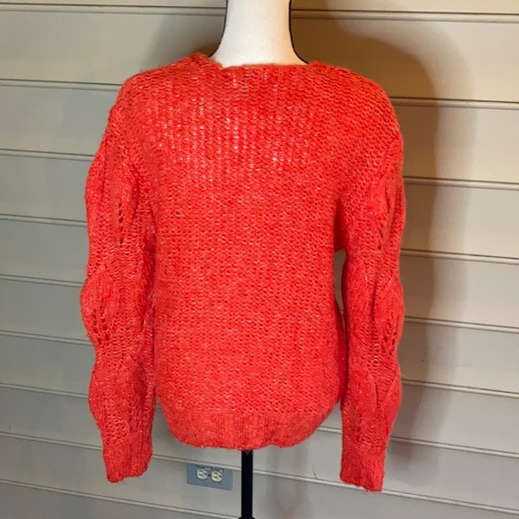 NWT TopShop Pointelle Orange Sweater Chunky - Picture 5 of 7